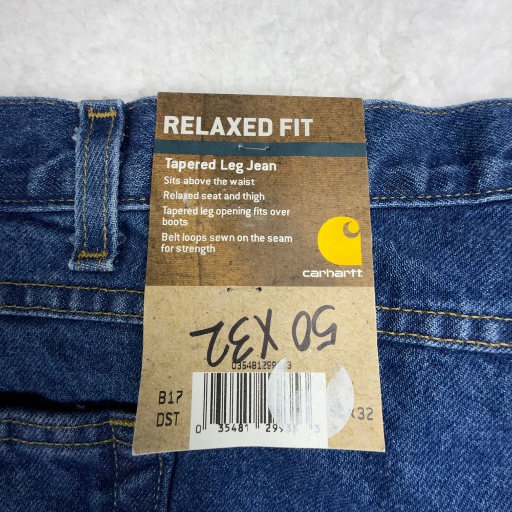Carhartt B17 DST Relaxed Fit Tapered Leg Jeans‎ Mens 50x32 Dark Stone Blue NWT